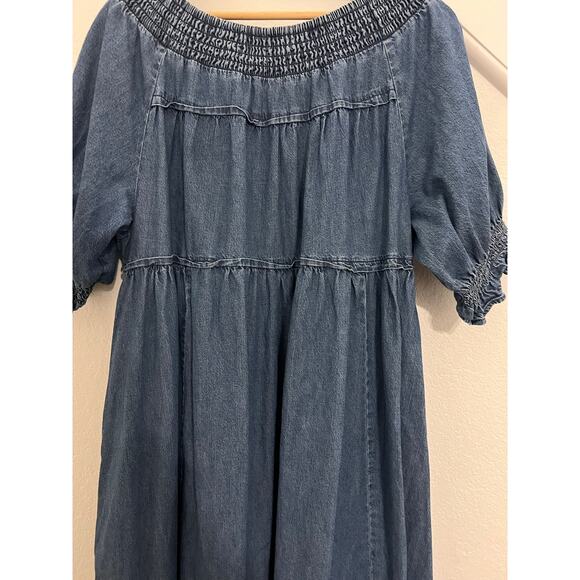 Free People Maxi Dress Womens XL Blue Boho Chic Cottagecore Whimsy Cowgirl - Picture 10 of 15